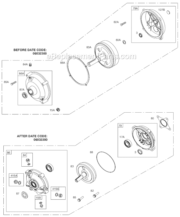 Page H Diagram and Parts List for 93400SERIES 0010-1286 Briggs and Stratton Engine